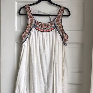 Anthropologie white embroidered swing dress